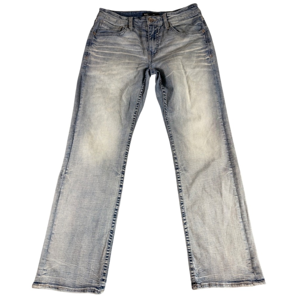 BKE Jake Straight Jean Mens 32x32 Light Acid Wash Faded Durable Streetwear Denim